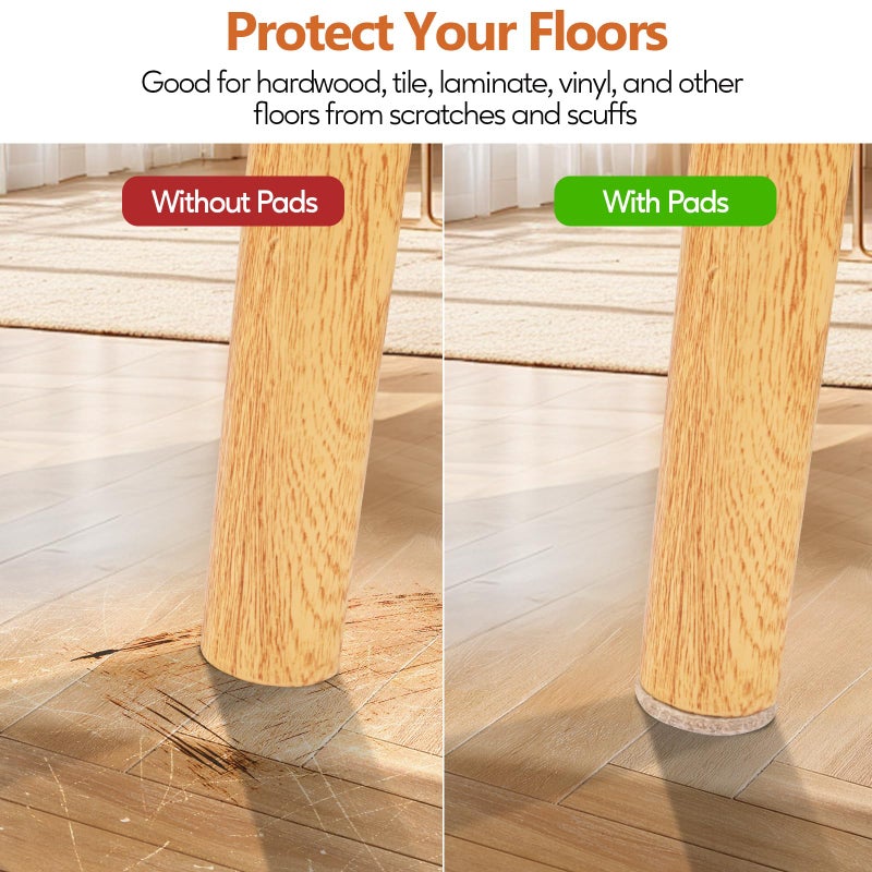 BAIPOK Furniture Pads 300 Pack Premium Furniture Felt Pads (Beige), Huge Quantity Self Adhesive Anti Scratch Floor Protector for Furniture Legs Hardwood with 60 Cabinet Door Bumpers - Image 3